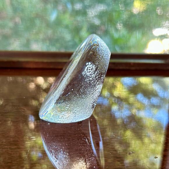 Vintage Clear Glass Cat Face Paperweight, Frosted Intaglio Kitty - Picture 11 of 12